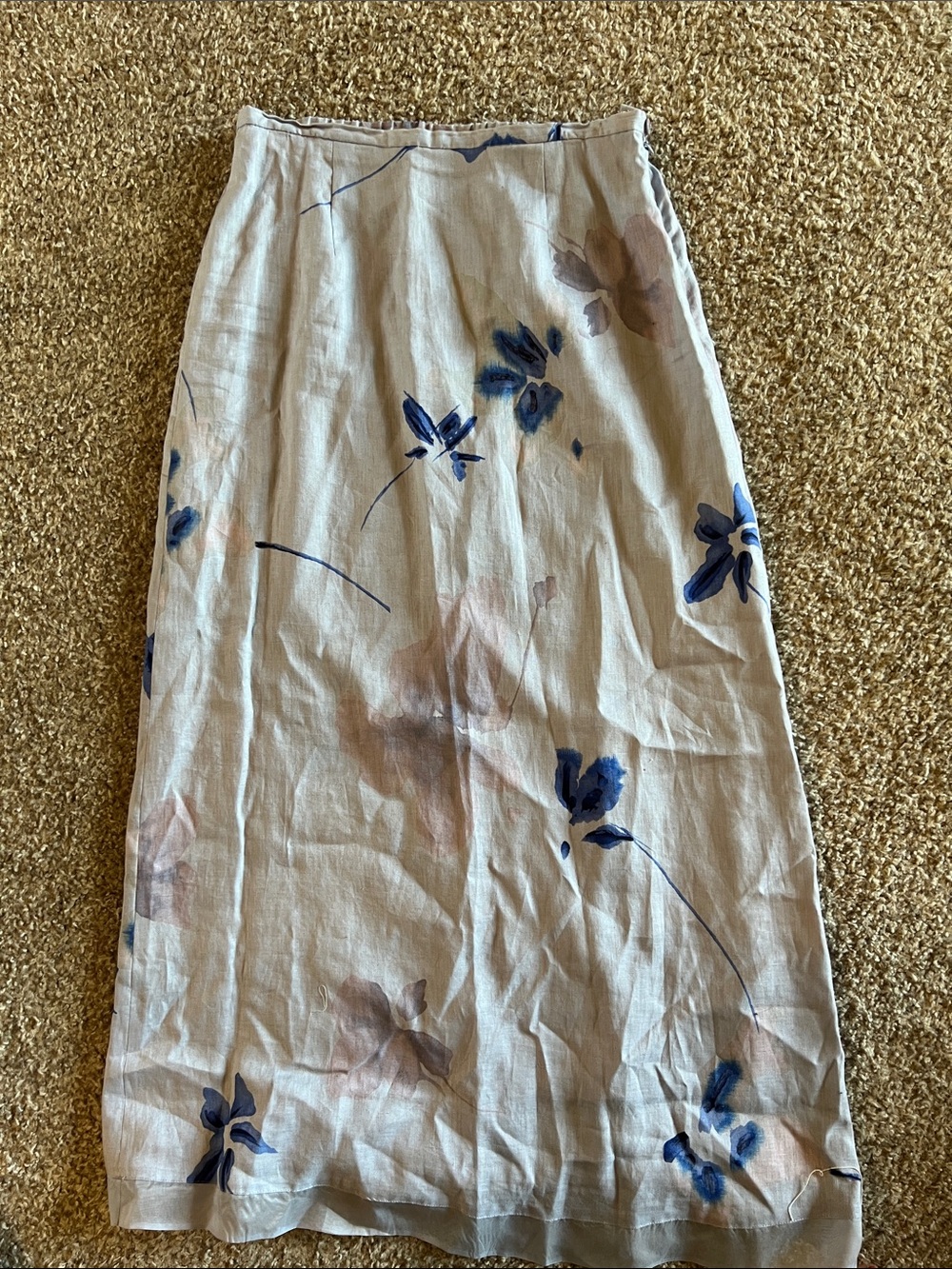 Dana Buchman Light Gray Maxi Skirt with Blue Floral Print